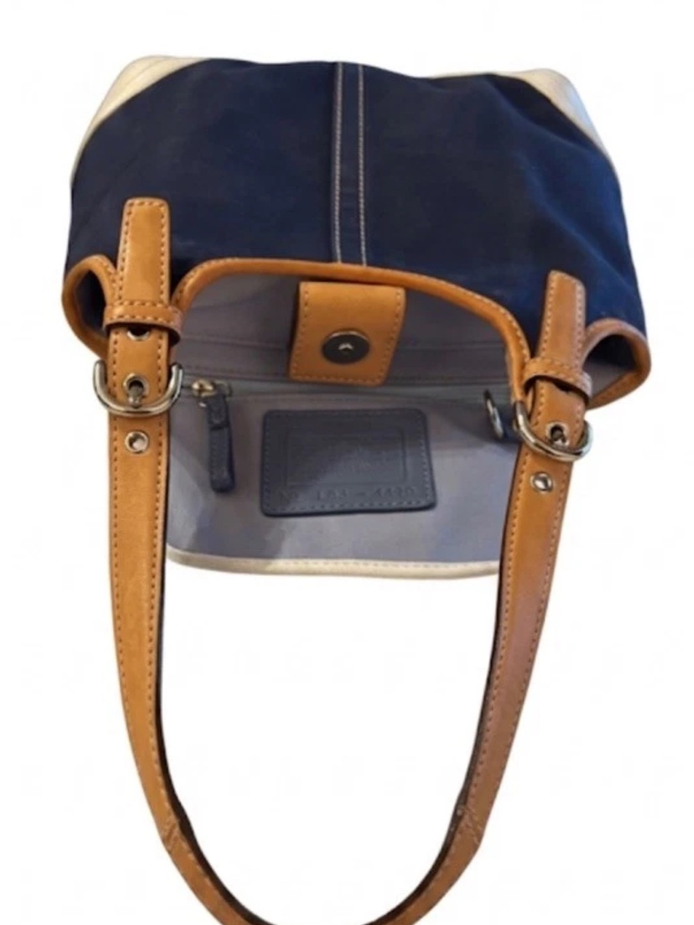 Coach Shoulder Bag-Hamptons Daisy, Navy Canvas/White Leather Trim *VINTAGE* 2004 - Picture 7 of 8